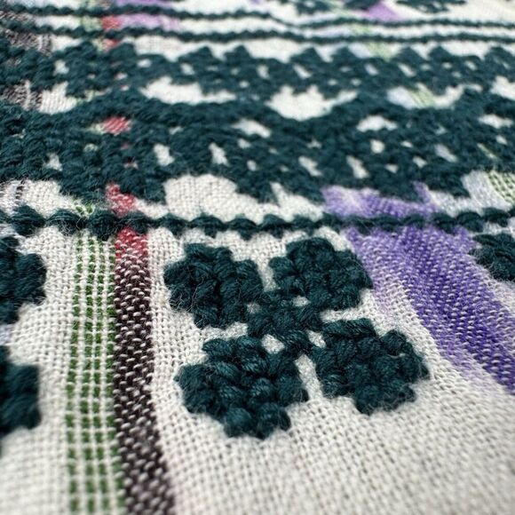 dRA Los Angeles Boho Embroidered Tunic Top S Striped Ikat Festival 100% Cotton - Picture 6 of 9